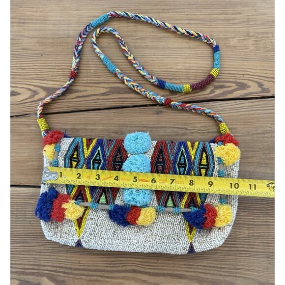 Anthropologie Imayin Handmade Seed Beads Beaded Convertible Crossbody Bag - Picture 4 of 9
